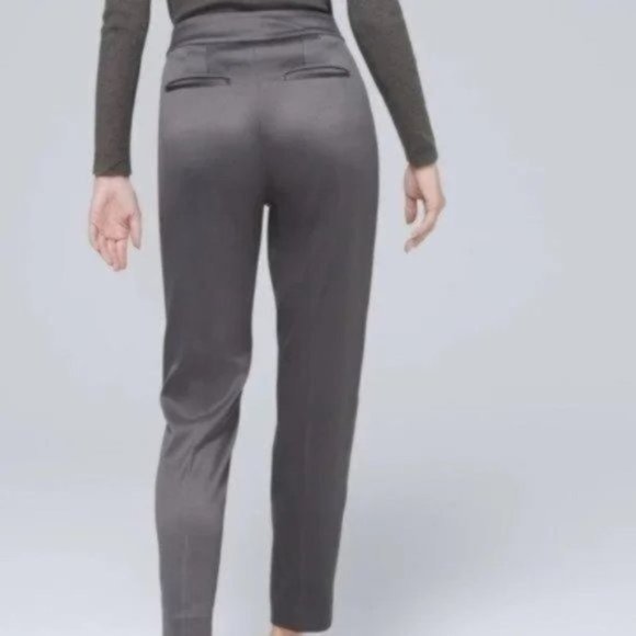 NWT White House Black Market Bow-Belt Satin Tapered Ankle Pants - Picture 5 of 6